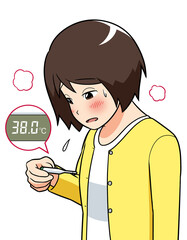 発熱　体温計　イラスト