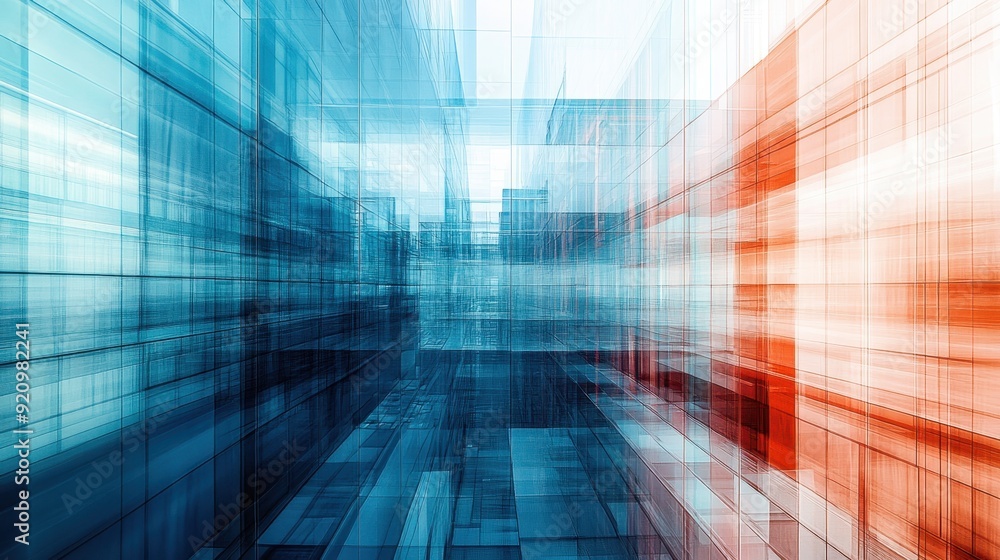 Poster futuristic abstract glass architecture with dynamic layers and sharp reflections