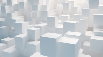 Large number of white cubes arranged in a seemingly random pattern. Cubes Background, Wallpaper.
