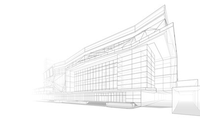 3d rendering sketch of modern building 
