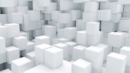 Large number of white cubes arranged in a seemingly random pattern. Cubes Background, Wallpaper.