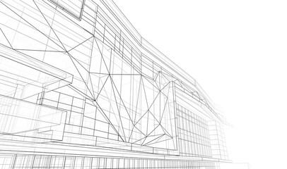 Fototapeta premium 3d rendering sketch of modern building 