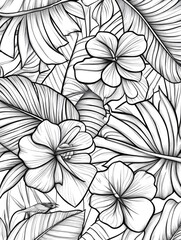 Tropical Leaves and Flowers Pattern