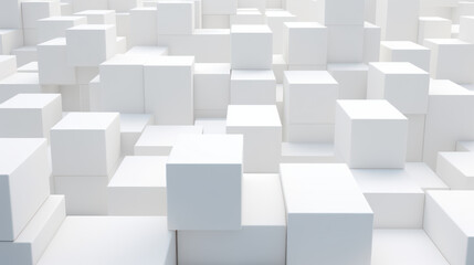 Large number of white cubes arranged in a seemingly random pattern. Cubes Background, Wallpaper.