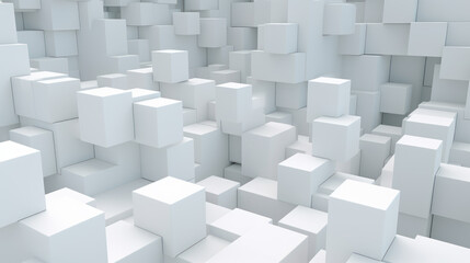 Large number of white cubes arranged in a seemingly random pattern. Cubes Background, Wallpaper.