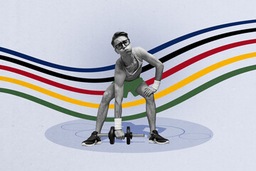Collage of international symbol circle olympic games paris france summer competition sportsman...