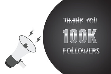 100000 OR 100k followers celebration. Thank you 100000 followers congratulation template banner. banner for social 100k friends and followers. celebrate subscribers and followers.
