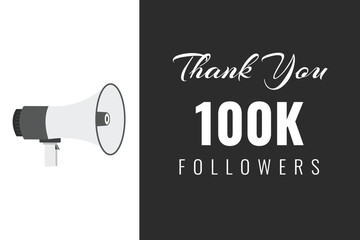 100000 OR 100k followers celebration. Thank you 100000 followers congratulation template banner. banner for social 100k friends and followers. celebrate subscribers and followers.
