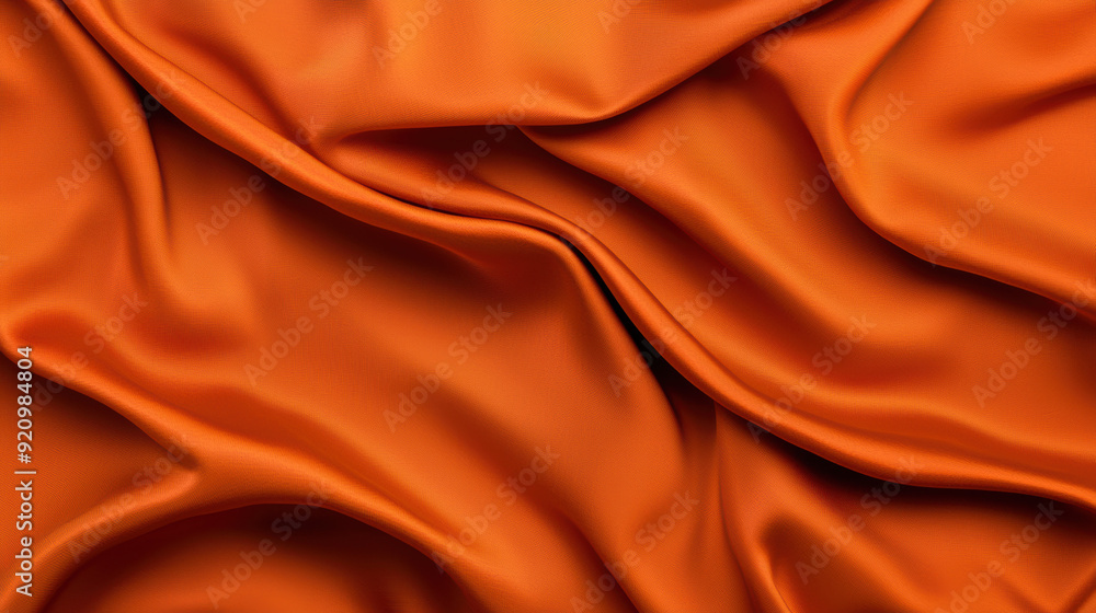 Poster smooth orange silk fabric with soft folds creating an elegant and luxurious texture, perfect for bac