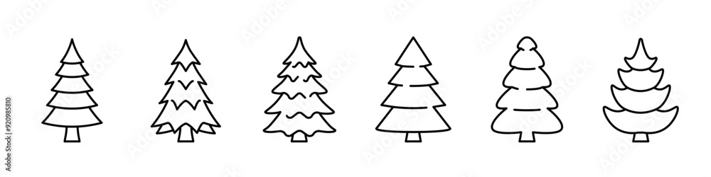 Wall mural pine icon set. fir tree vector set.
