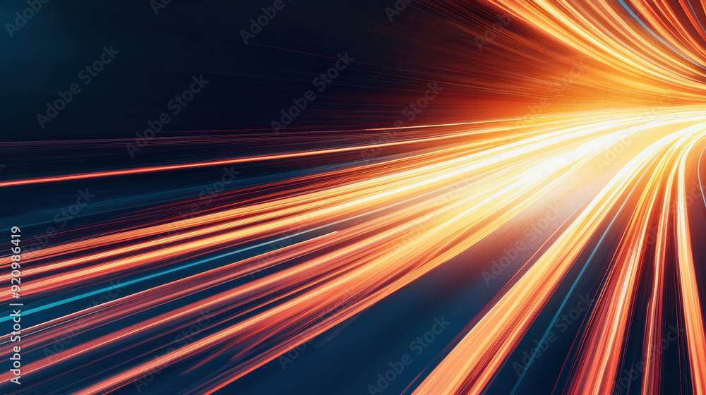 Poster dynamic motion blur of bright streaks of light creates futuristic energy patterns on a dark backgrou