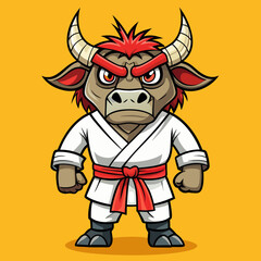 Fototapeta premium karate bull maskot in kimono