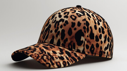 Isolated animal print pattern baseballcap on white background mockup