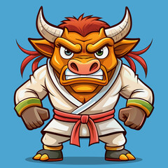 Obraz premium karate bull maskot in kimono
