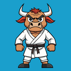 Fototapeta premium karate bull maskot in kimono