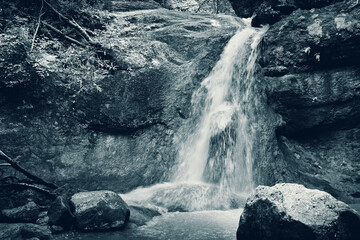 Small waterfall in Caucasus mountains