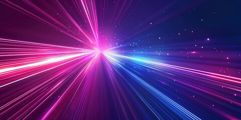 Fototapeta premium Abstract background with pink and blue light streaks and a bright center.