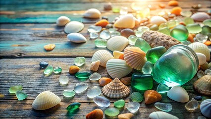 Sea Glass Dreams: A Coastal Still Life  AI Generated