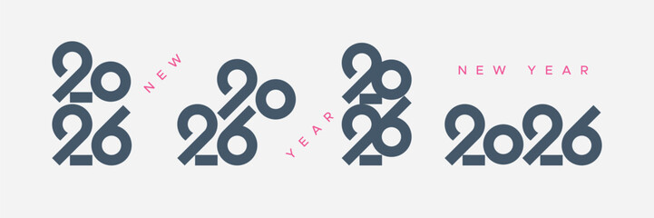 2026 new year with minimalist number design. 2026 logo design concept for new year template, calendar, cover and banner