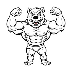 Ferocious Bear Athlete Vector Illustration - Cartoon, Clipart, and Line Art Design