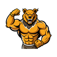 Ferocious Bear Athlete Vector Illustration - Cartoon, Clipart, and Line Art Design