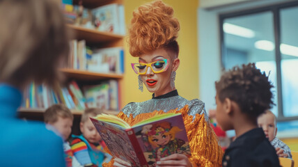 Drag queen reading to children