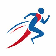 Running Logo Vector Illustration - Cartoon Clipart and Line Art Design