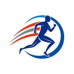 Running Logo Vector Illustration - Cartoon Clipart and Line Art Design