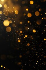 Blurred golden bokeh on black background