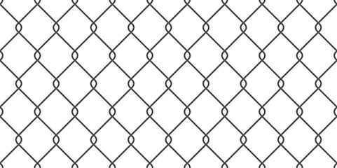 Fototapeta premium Metal fence seamless background with a mesh steel chain pattern. Vector