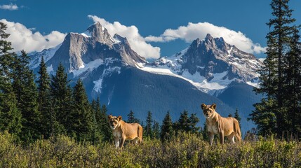 Lions in the Canadian Rocky Mountains
