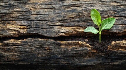 Naklejka premium New Life Emerging from Old Wood