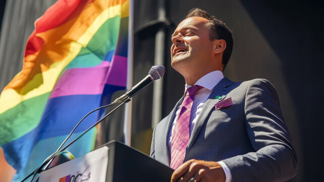 Politicians speaking at LGBQ event