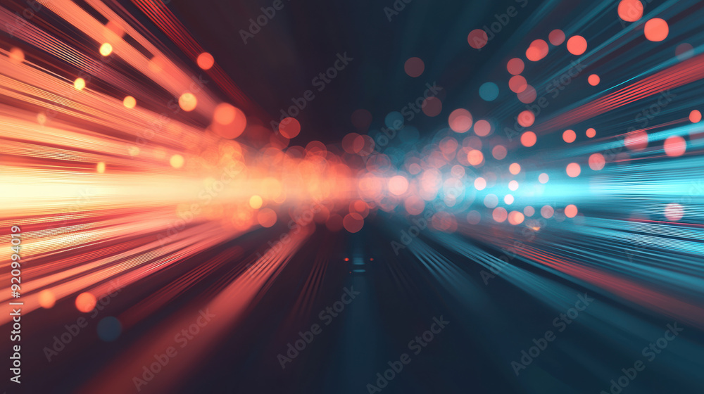 Poster vibrant abstract background with dynamic light streaks and bokeh. perfect for technology, speed, or 