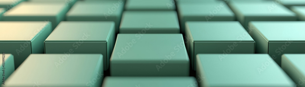 Poster abstract close-up of a grid of teal cubes creating a modern, geometric pattern. suitable for backgro