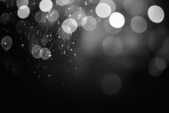 Blurred silver bokeh on black background