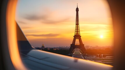 Eiffel Tower at Sunset with Dramatic Sky and Reflection in Water