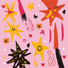 Vector quirky crying valentine's heart, groovy cute comic character. Boho doodle modern print, funny hand-drawn playful art