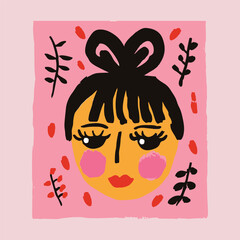 Vector quirky crying valentine's heart, groovy cute comic character. Boho doodle modern print, funny hand-drawn playful art