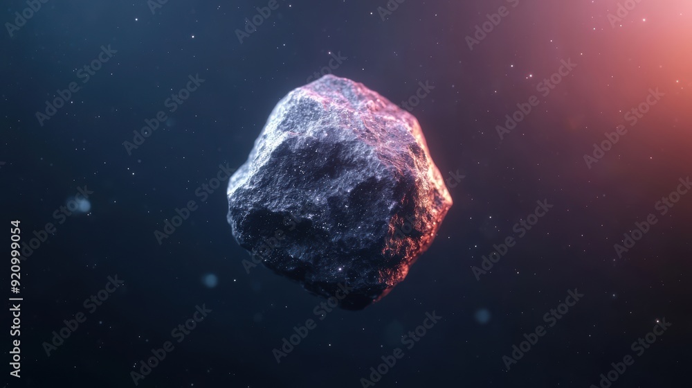 Poster futuristic asteroid mining: vibrant gemstone themes in modern space exploration with copy space for 