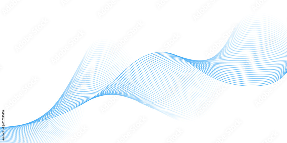 Aufkleber abstract blue line wave background. technology abstract lines on white background. undulate grey wav