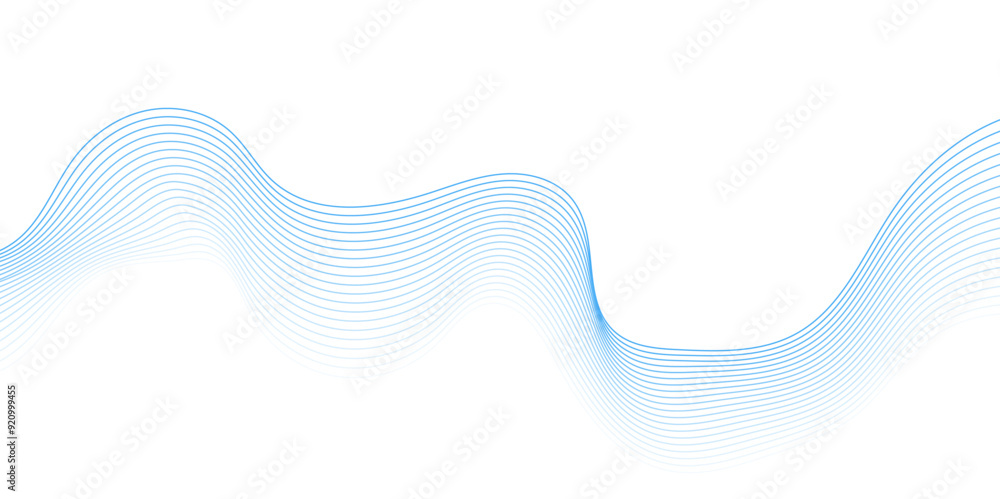 Aufkleber abstract blue line wave background. technology abstract lines on white background. undulate grey wav