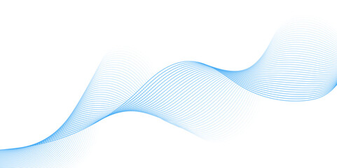 Abstract blue line wave background. Technology abstract lines on white background. Undulate Grey Wave Swirl, frequency sound wave, twisted curve lines with blend effect. 