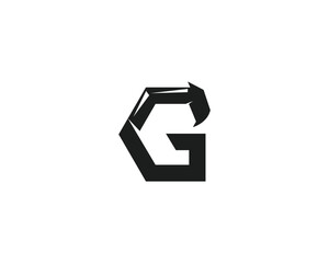 Letter G Construction Excavator Mining Logo. Template Minimalist Alphabet Vector Design
