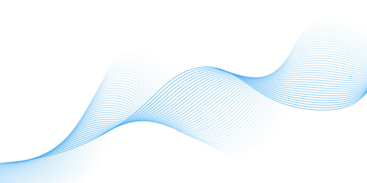 Abstract blue line wave background. Technology abstract lines on white background. Undulate Grey Wave Swirl, frequency sound wave, twisted curve lines with blend effect.	
