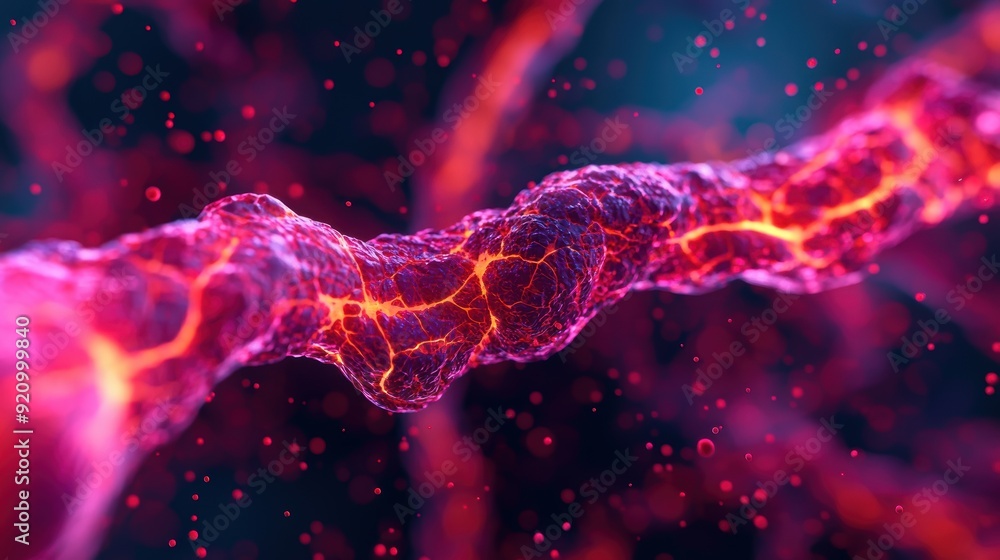 Aufkleber dynamic energy of muscle contraction - artistic 8k rendering with copy space for text detailing biol