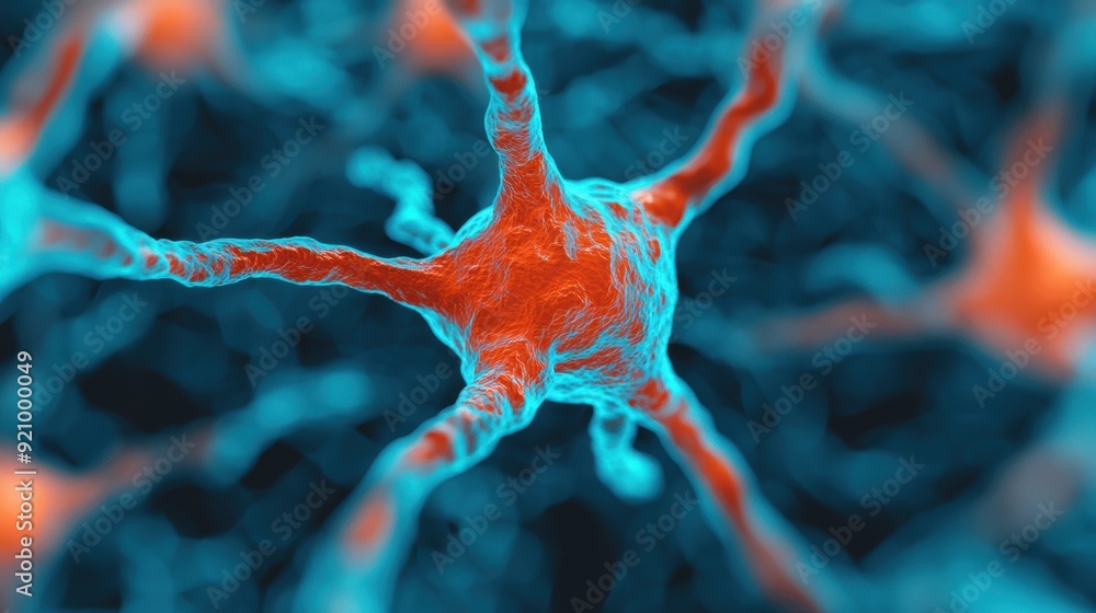 Poster vivid neuronal network: detailed brain activity with copy space for text in 8k resolution