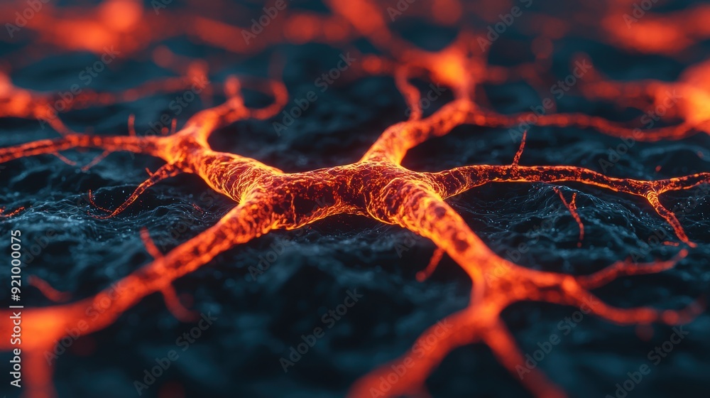 Aufkleber neural network symphony - detailed illustration of firing neurons in the brain with copy space for t