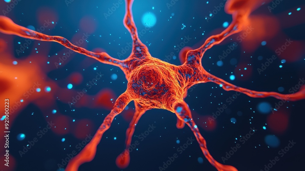 Aufkleber neuronal symphony: intricate neurotransmitter release visualization with copy space for text, 8k res