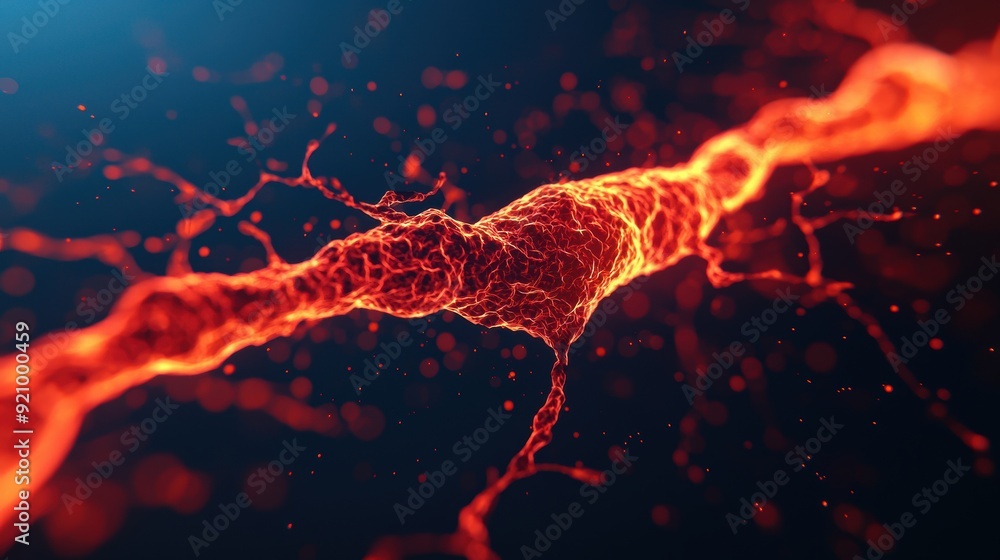 Poster dynamic illustration of reflex arc in active nervous system with copy space for text, high detail 8k